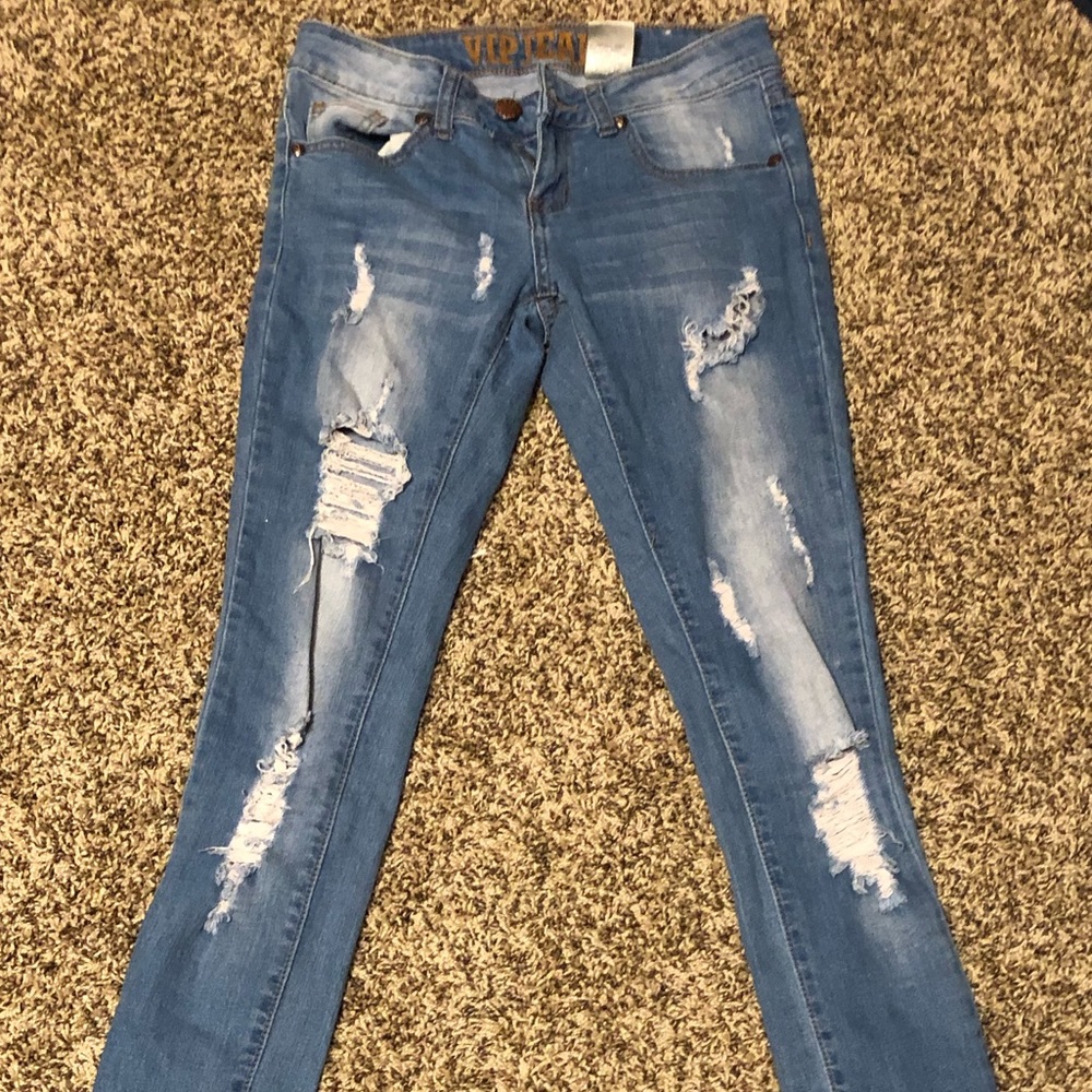 Ripped blue jeans